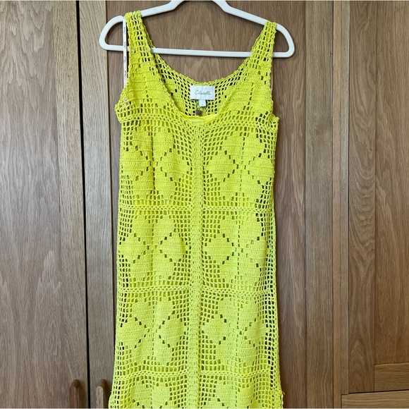 Cleobella Joy Crochet Midi Dress Chartreuse Yellow Size Large NWT Resort Beach - Picture 5 of 11